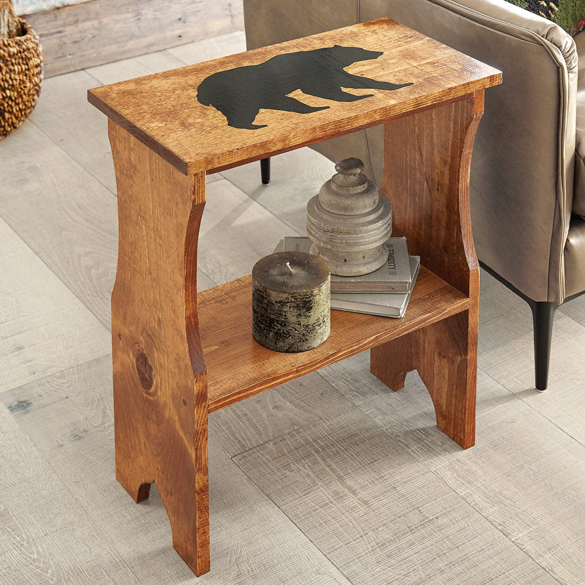 Black Bear Silhouette Side Table