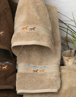 Running Horses Linen Embroidered Hand Towel