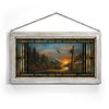 Soaring Eagle Stained Glass Art with White Frame
