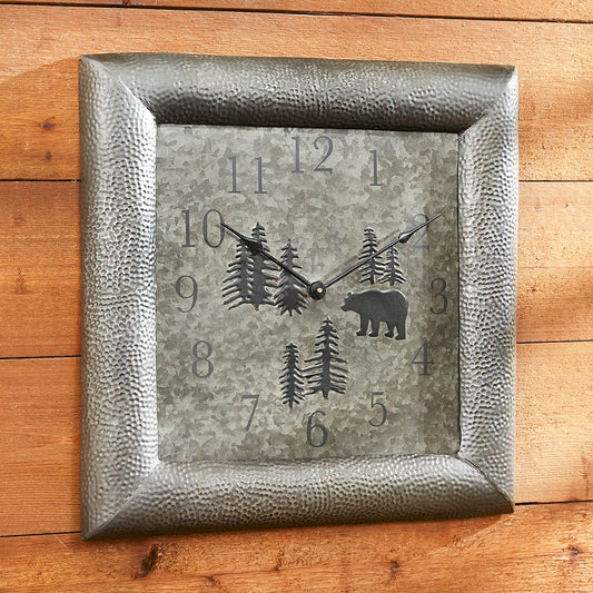 Black Bear Galvanized Wall Clock