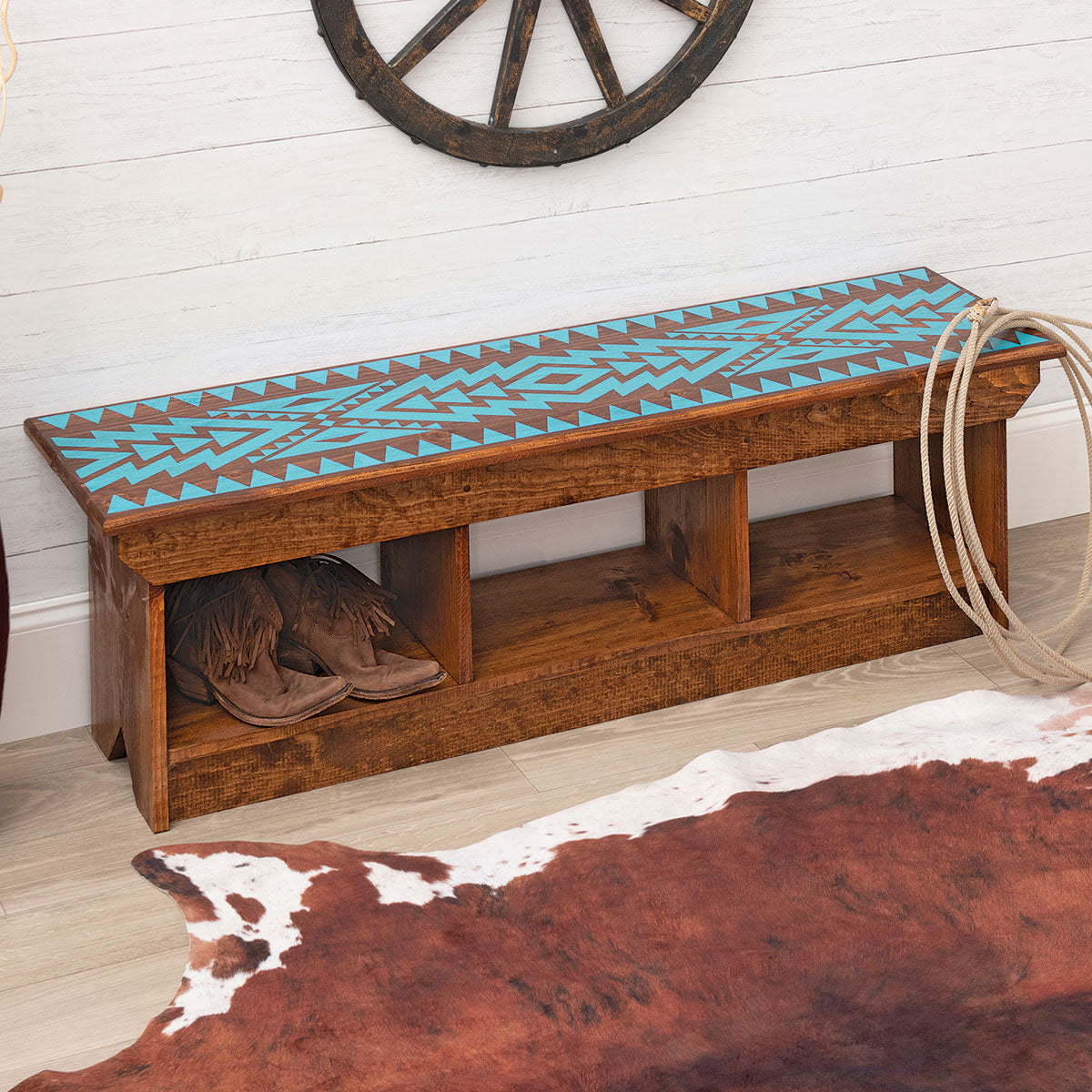 Sky Arrows Turquoise & Natural Bench