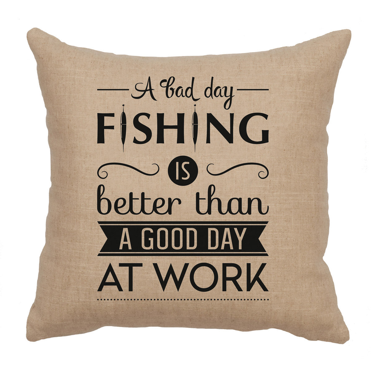 Fishing Day Linen Pillow - Natural