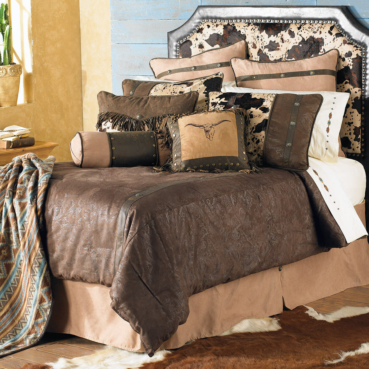 Caldwell Cowhide Bed Set - Queen - OUT OF STOCK UNTIL 06/22/2026