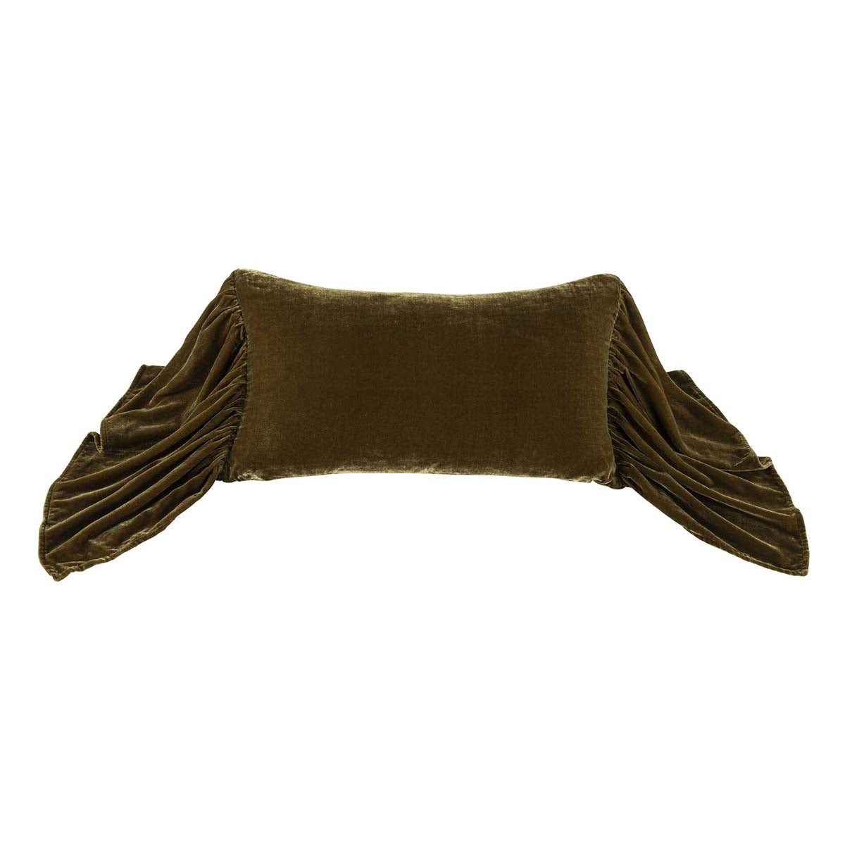 Leafy Green Velvet Long Ruffled Pillow