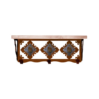 Unakite Stone 20 Inch Pine Hook Shelf