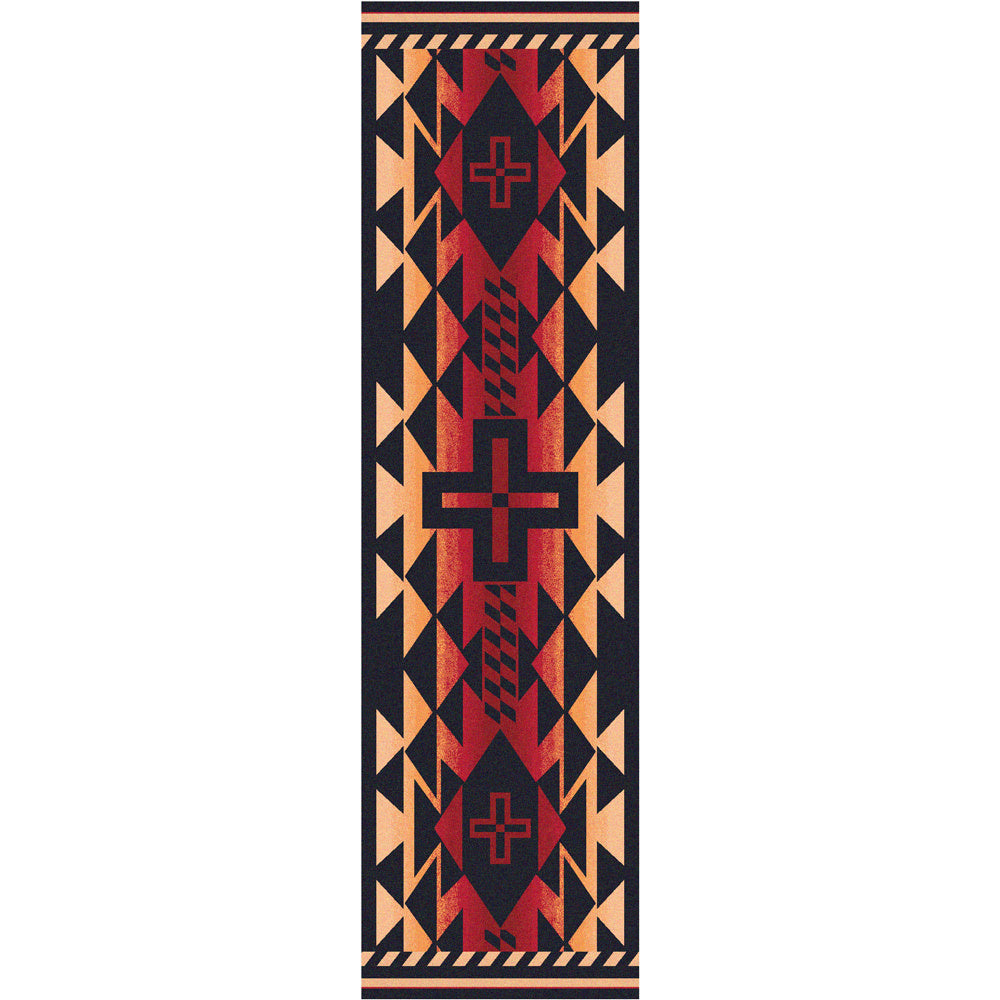 Rustic Cross Burnt Red Rug - 2 x 8