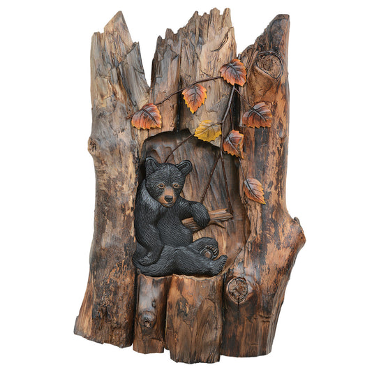 Lazy Bear Carved Wood Wall Art