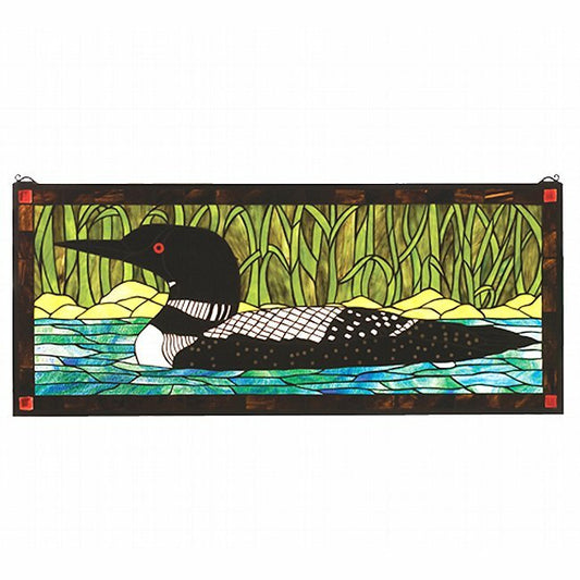 Rustic Loon Stained Glass Window
