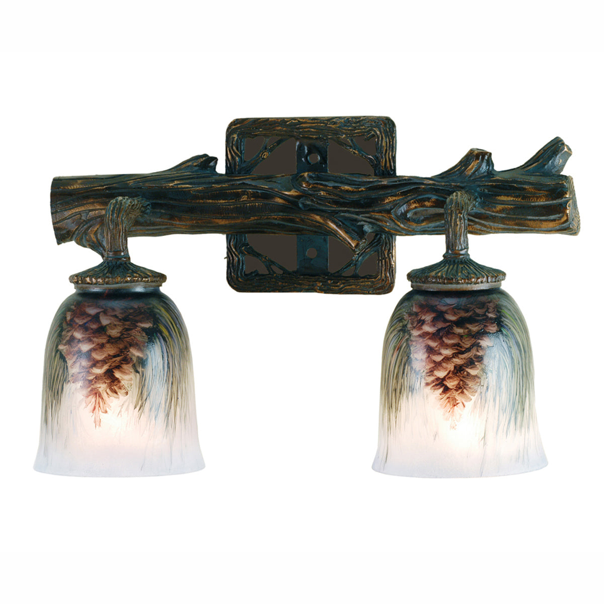 Hand Painted Pinecone Wall Sconce - 2 Light