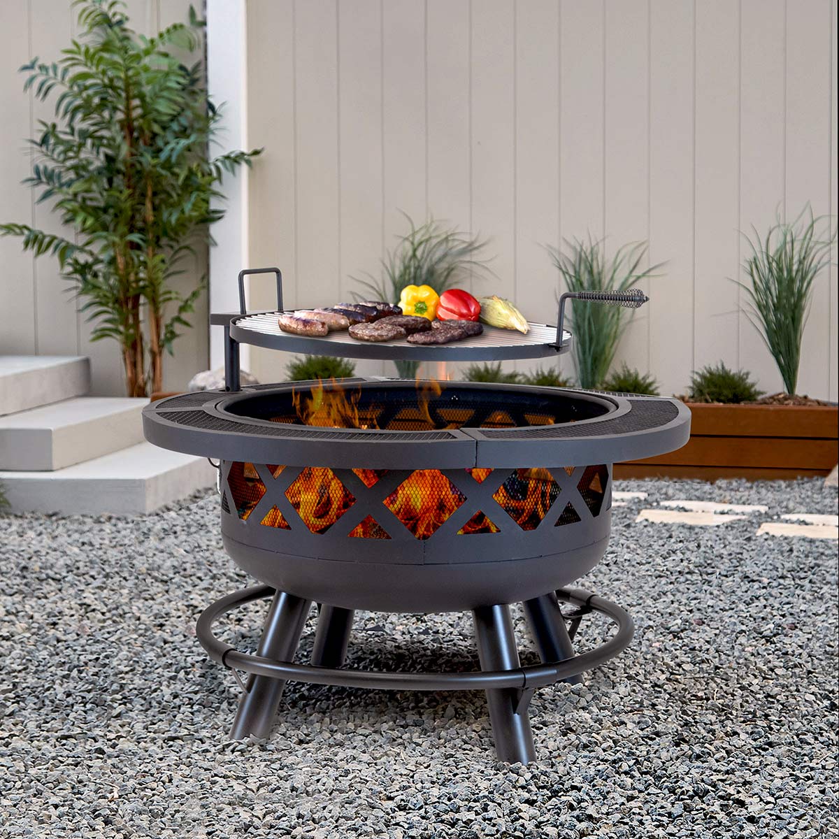 Rainier Fire Pit with Cooking Shelf