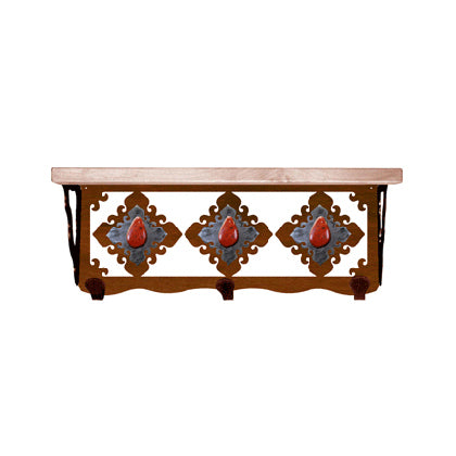 Red Jasper Stone 20 Inch Pine Hook Shelf