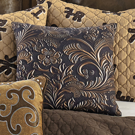 Cowboy Brands Leather Scroll Pillow - CLEARANCE