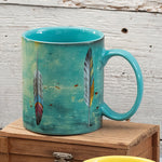 Watercolor Feathers Mugs - Set of 4