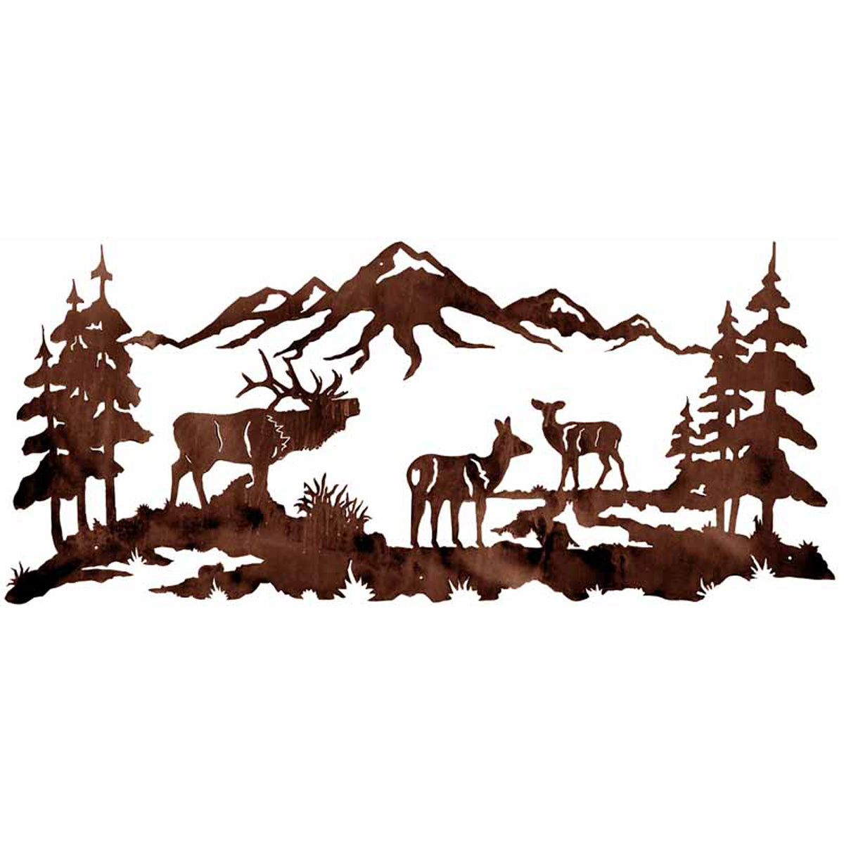 Elk Family Wall Art - 57 Inch