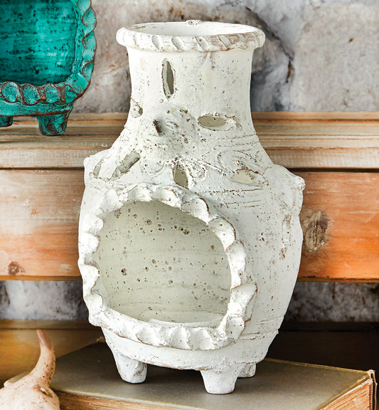 Southwestern Mesa Clay Chimenea - White - OVERSTOCK