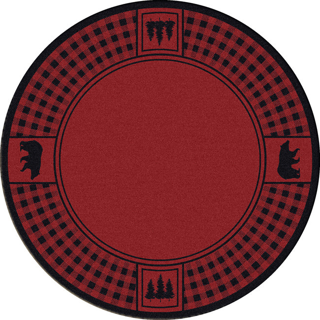 Bear Refuge Red Rug - 8 Ft. Round