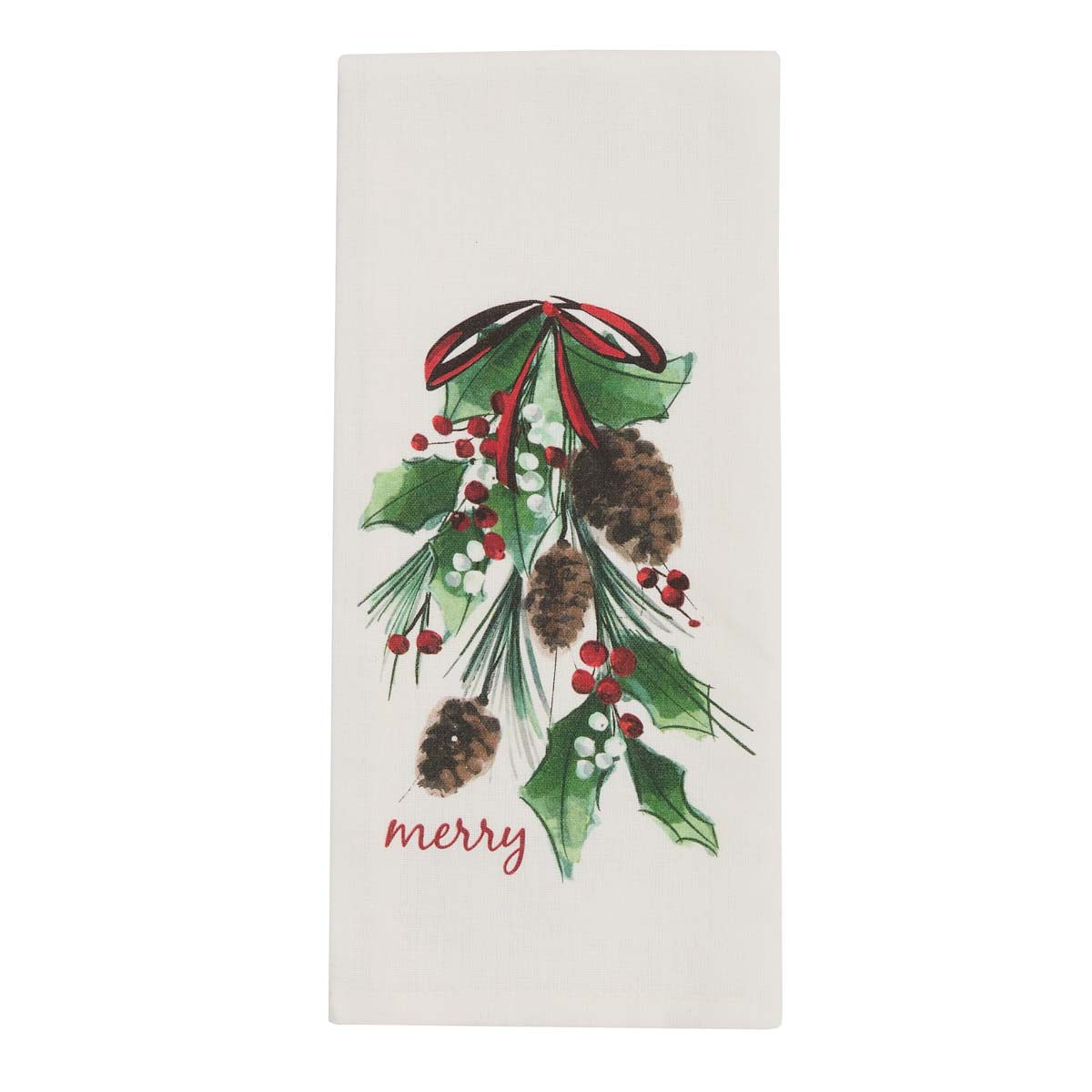 Holly Bow Dishtowels - Set of 4