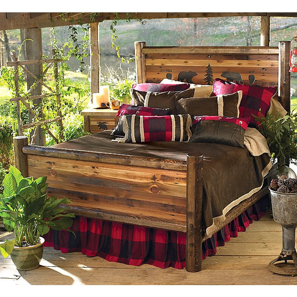 Bear Paw Barnwood Bed w/Bear Carvings - Full