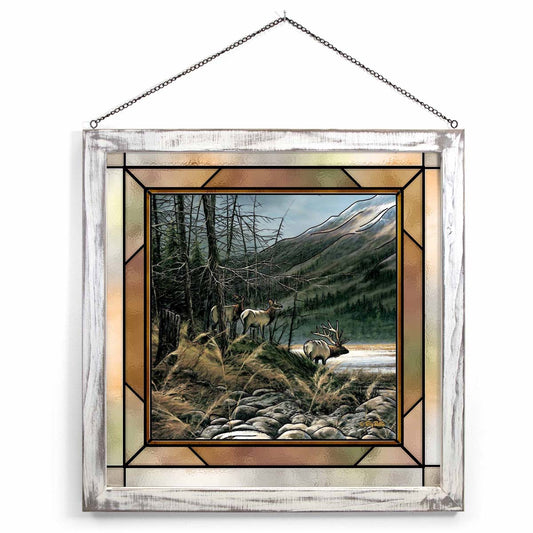 Elk Calls Stained Glass Art