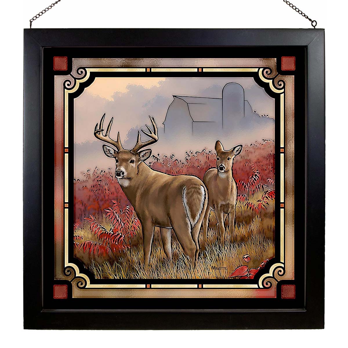 Deer in the Mist Stained Glass Art