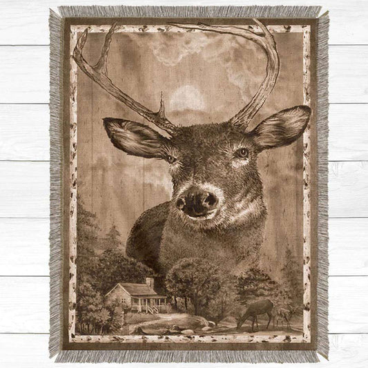 Birch Deer Throw Blanket - Large