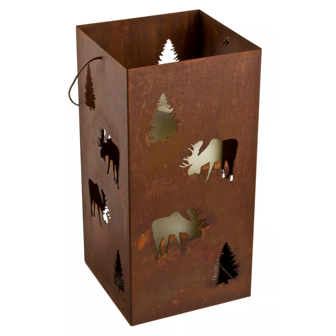 Rust Metal Moose Candle Lantern - Large