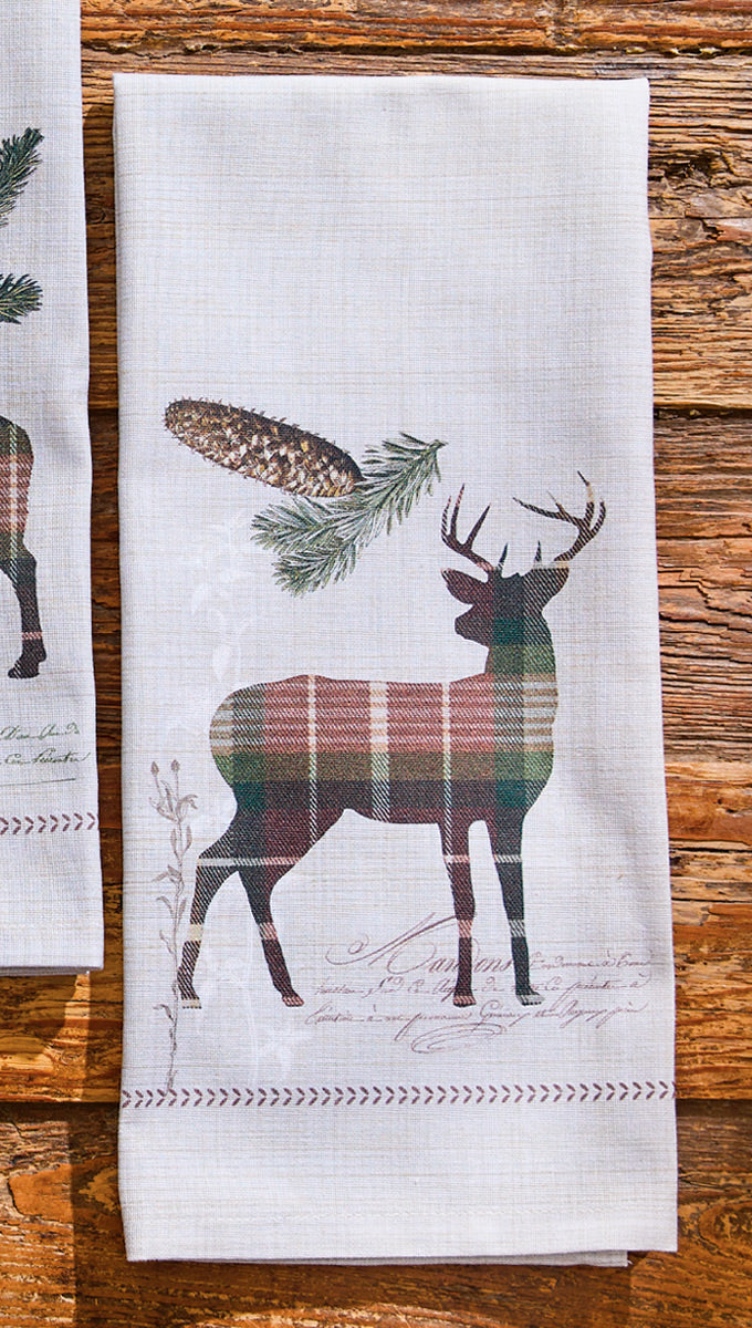 Northwoods Plaid Deer Dishtowel - OVERSTOCK