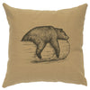 Bear on a Log Linen Pillow - Straw