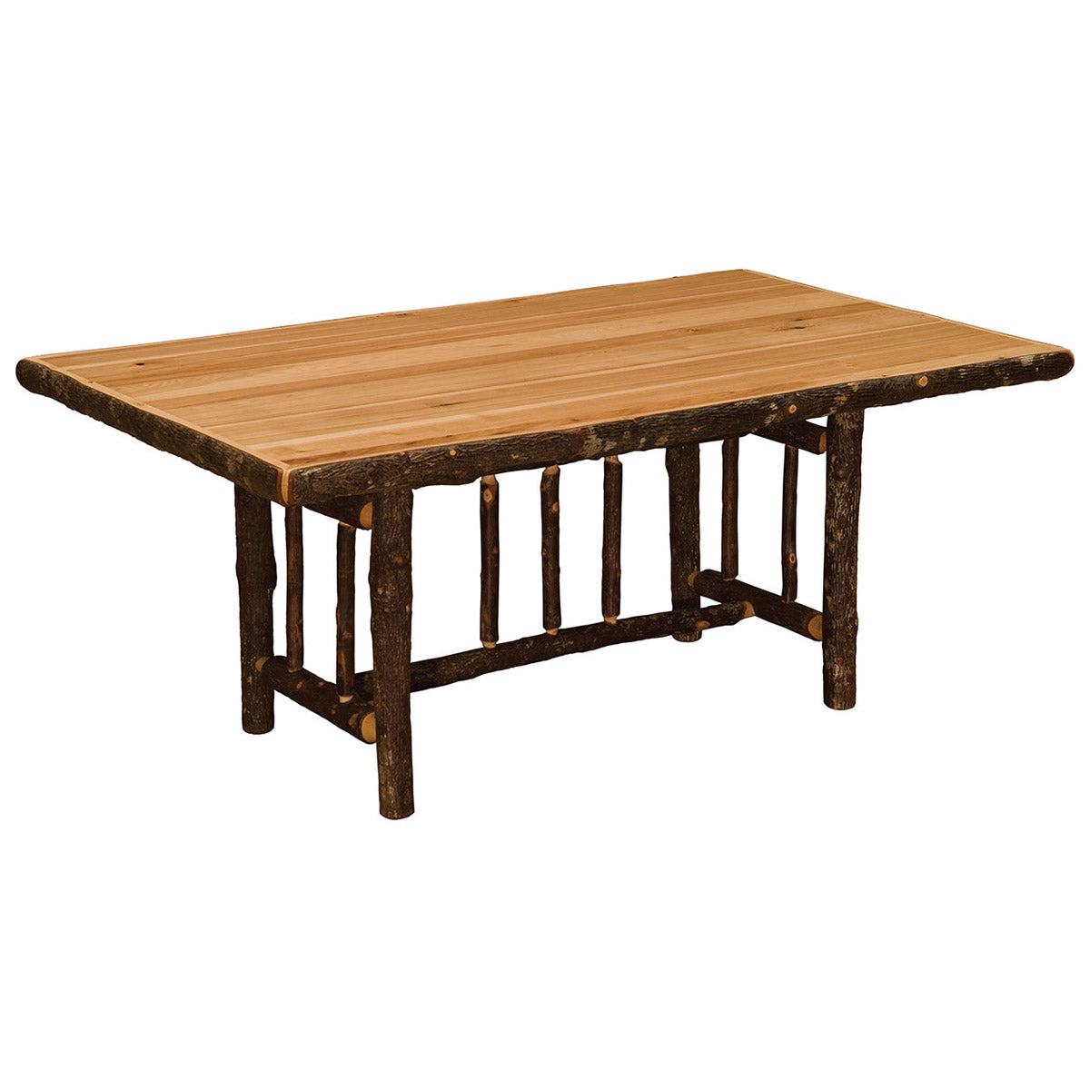 Hickory Rectangle Log Dining Table - 7 Foot