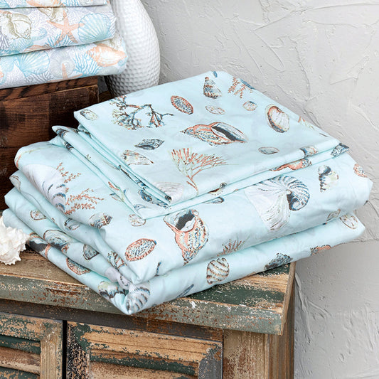 Aqua Shells Sheet Set - Queen - CLEARANCE