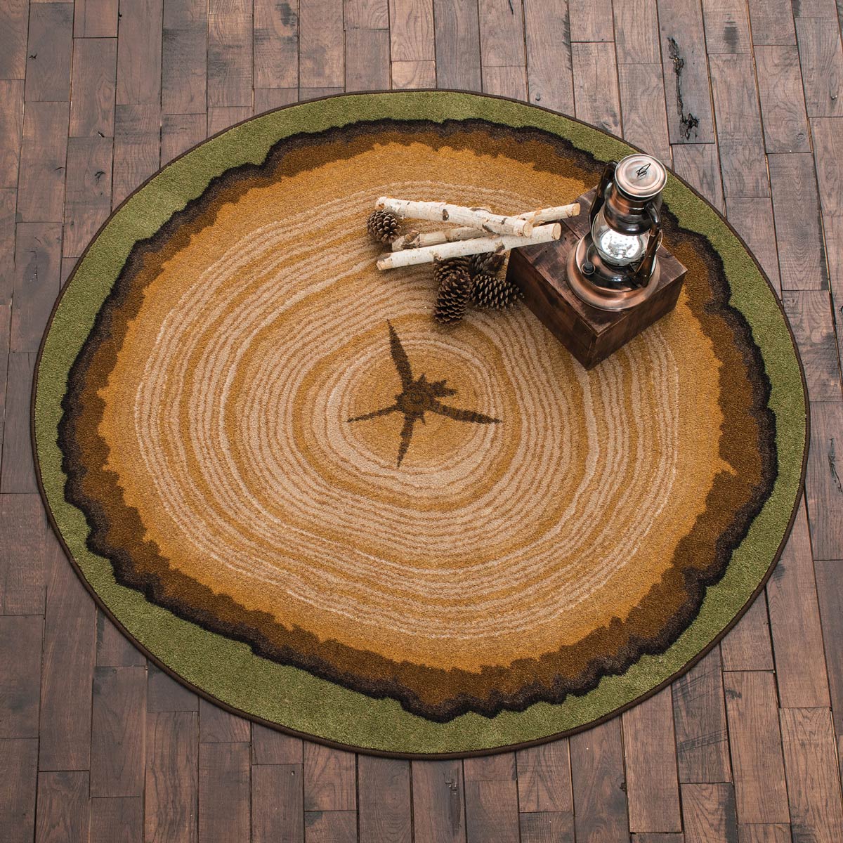 Small Round Forest Rug Tree Stump Round Rug | Black Forest Decor