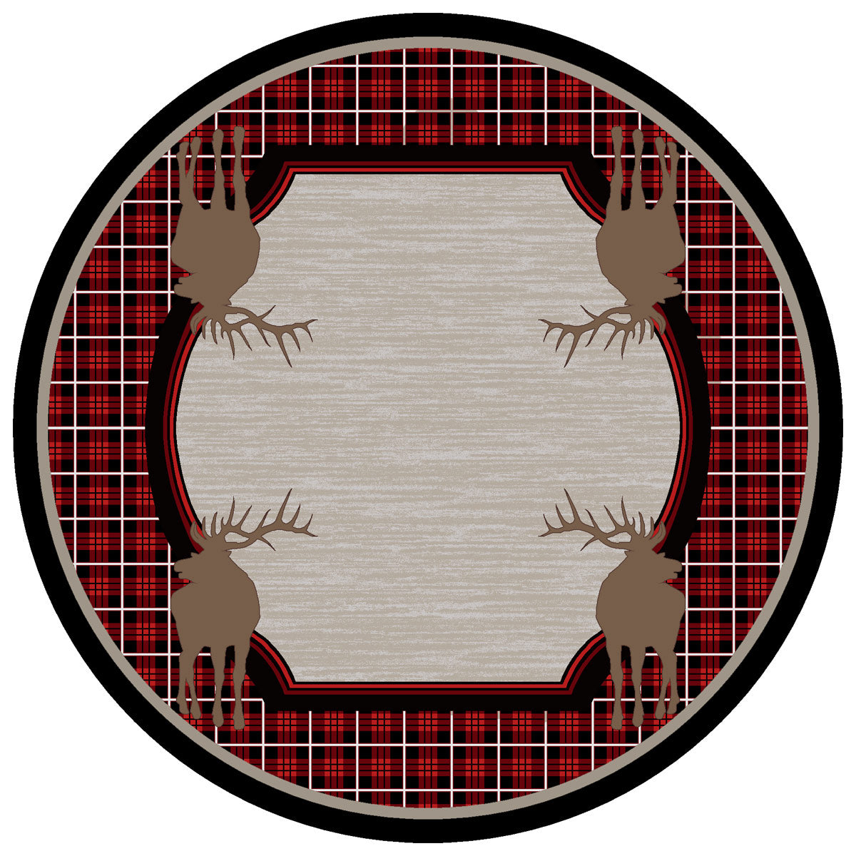 Plaid Elk Rug - 8 Ft. Round