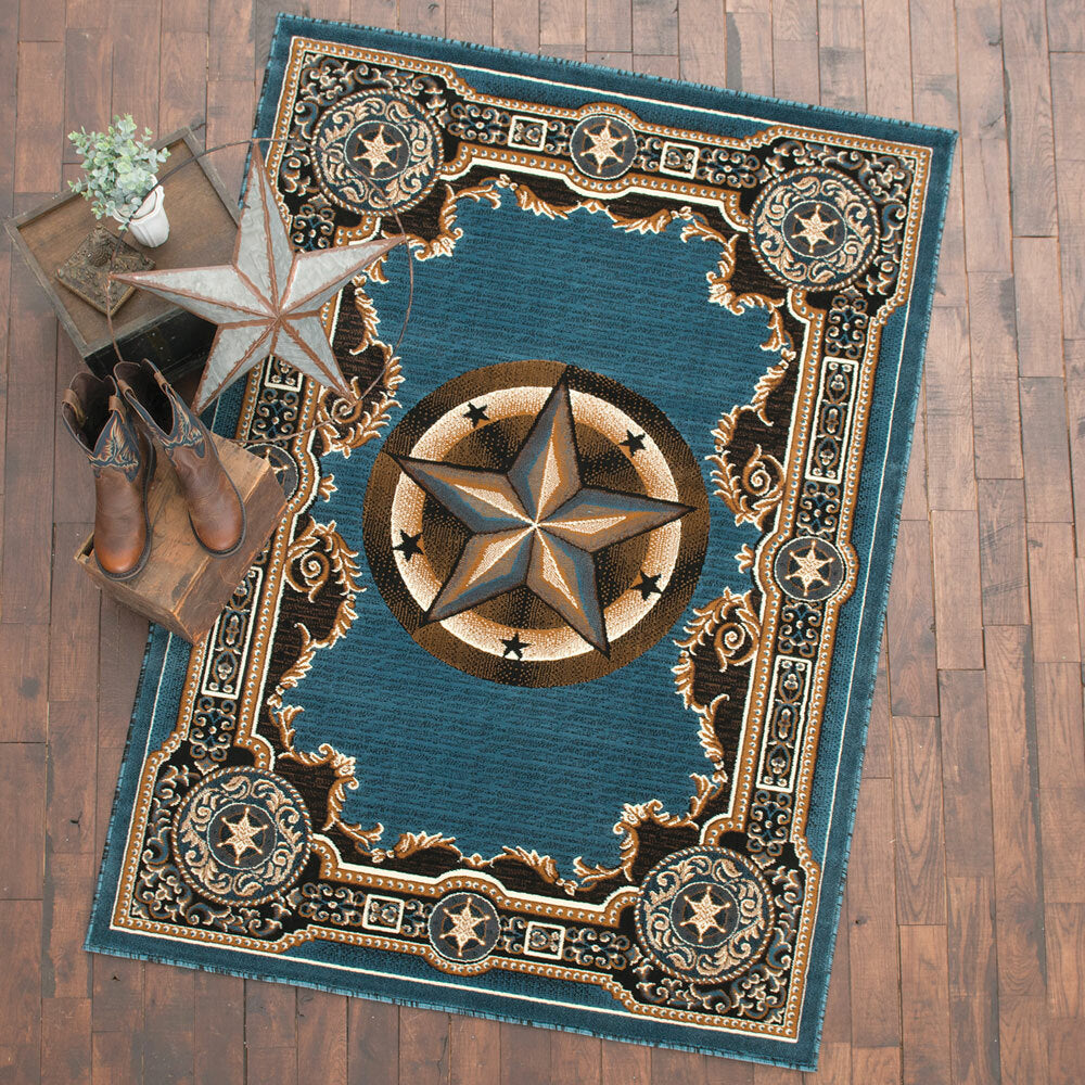Western Star Blue Rug - 5 x 7
