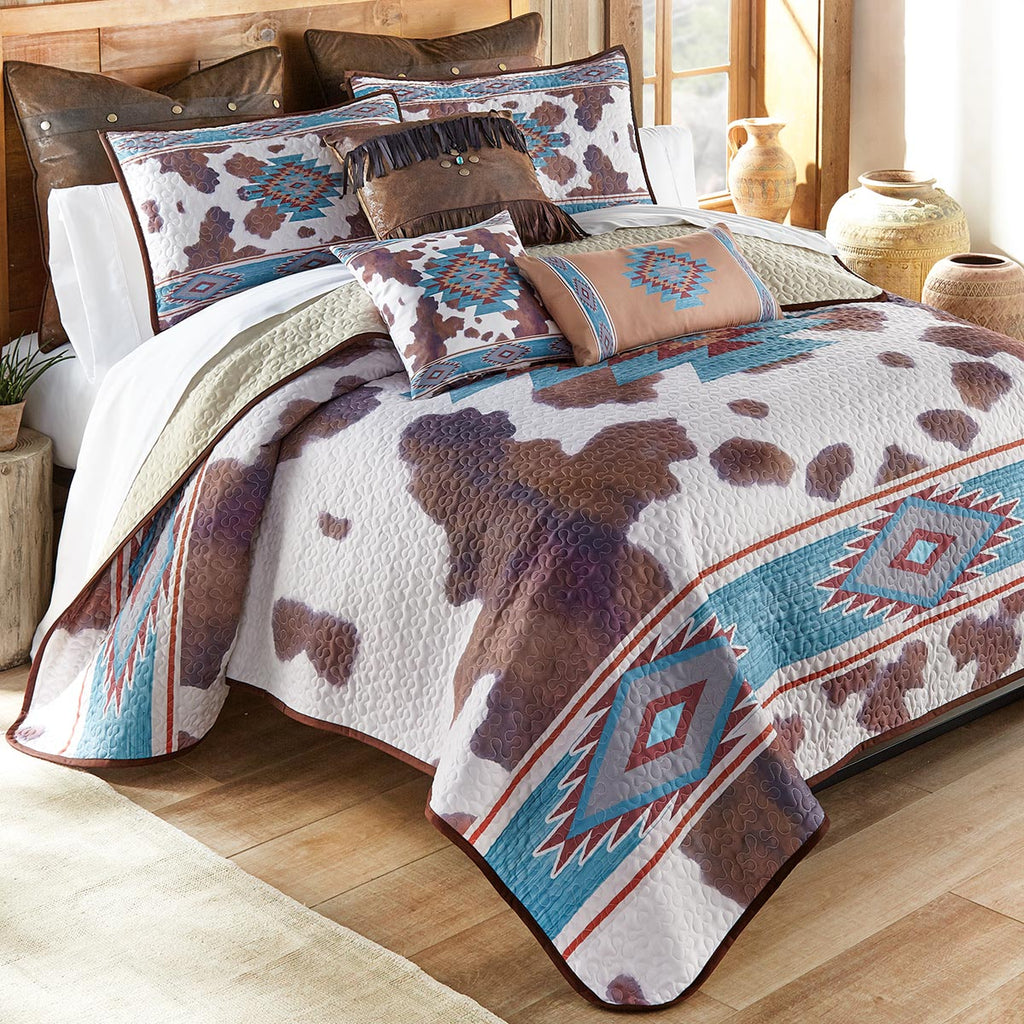 Aztec Cowhide Quilt Bed Set - Twin- SALE