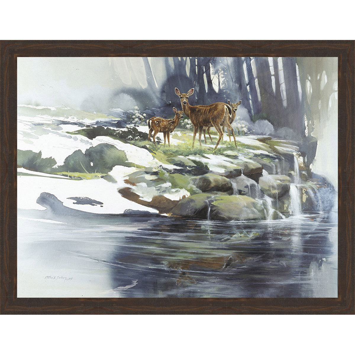 Deer Pond Framed Canvas