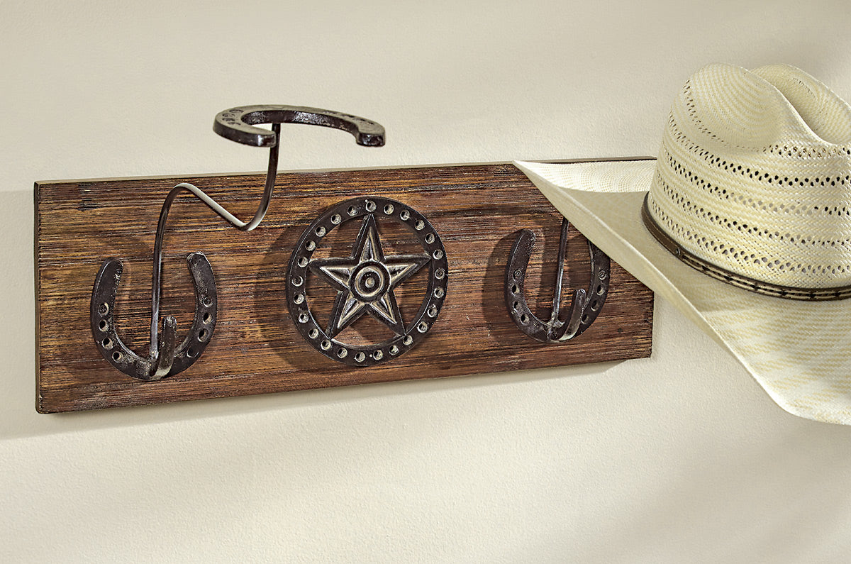 Western Decor Hat Rack Western Star Cowboy Hat Rack | Black Forest Decor