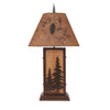 Iron Evergreens & Wood Table Lamp