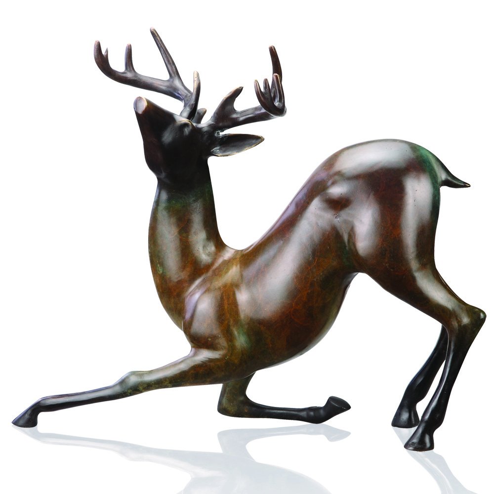 Kneeling Deer Sculpture