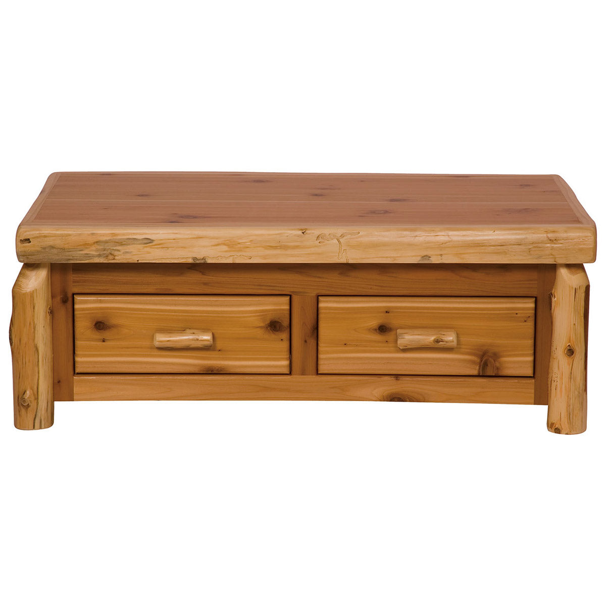 Cedar Log Enclosed Standard Finish Coffee Table w/ Elevating Top