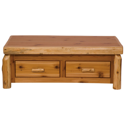 Cedar Log Enclosed Standard Finish Coffee Table w/ Elevating Top