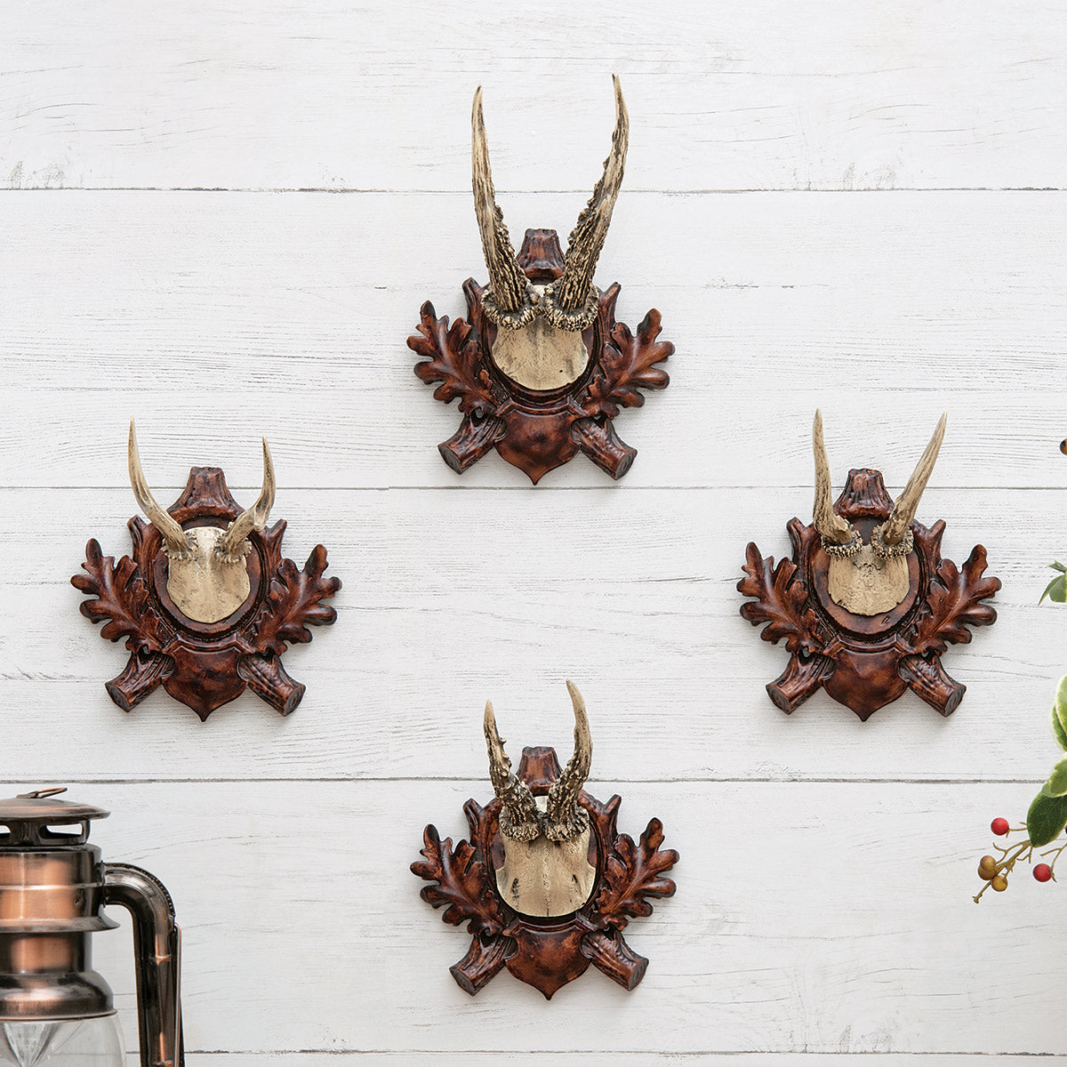 Black Forest Deer Horn Plaques - Set of 4