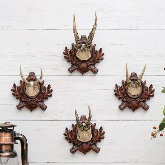 Black Forest Deer Horn Plaques - Set of 4