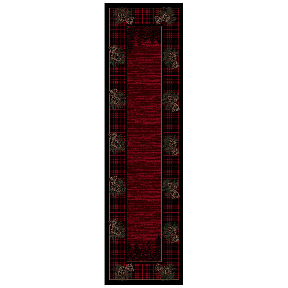 Pinecones Forest Plaid Rug - 2 x 8