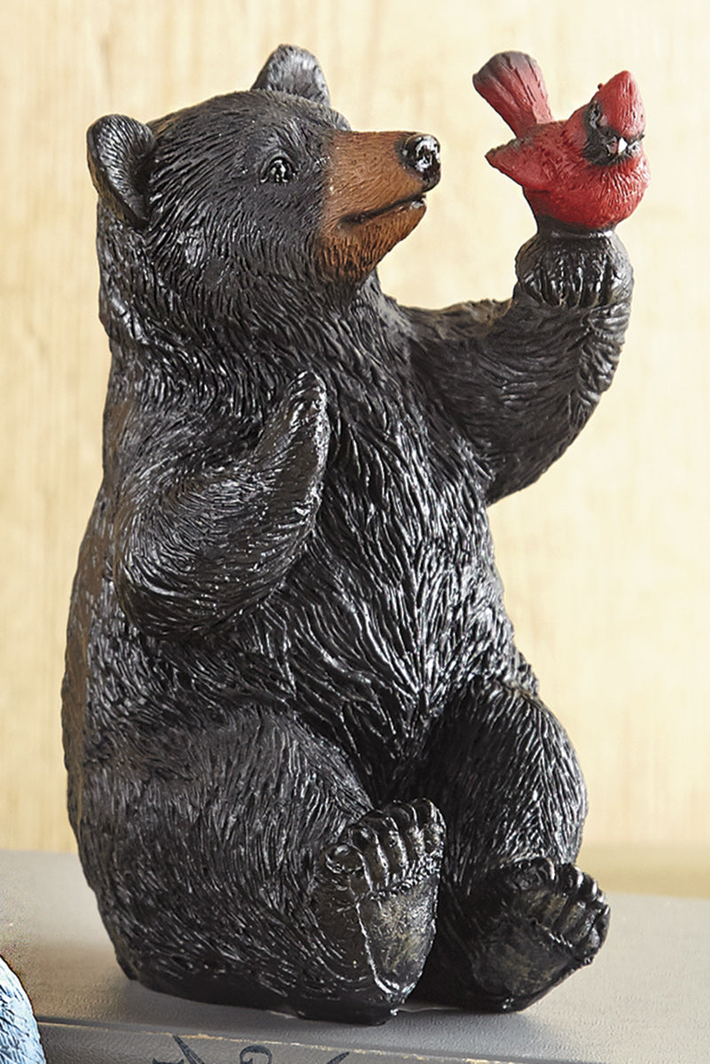 Bear & Cardinal Sculpture