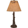 Red Oak Tree Trunk Table Lamp with Burnt Pinecone Shade
