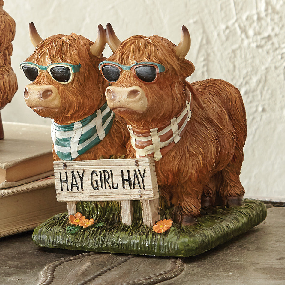 Hay Girl Highland Cow Figurine