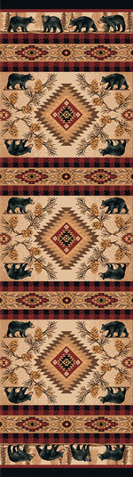 Rustic Bear Parade Rug - 2 x 8