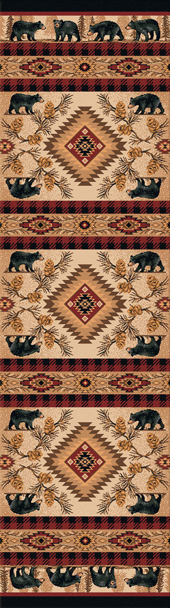 Rustic Bear Parade Rug - 2 x 8
