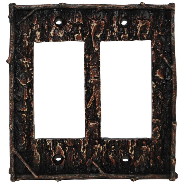Pine Bark Double Rocker Switch Plate