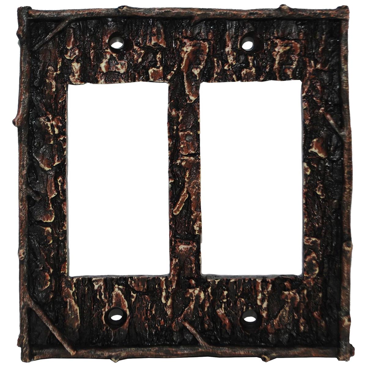 Pine Bark Double Rocker Switch Plate